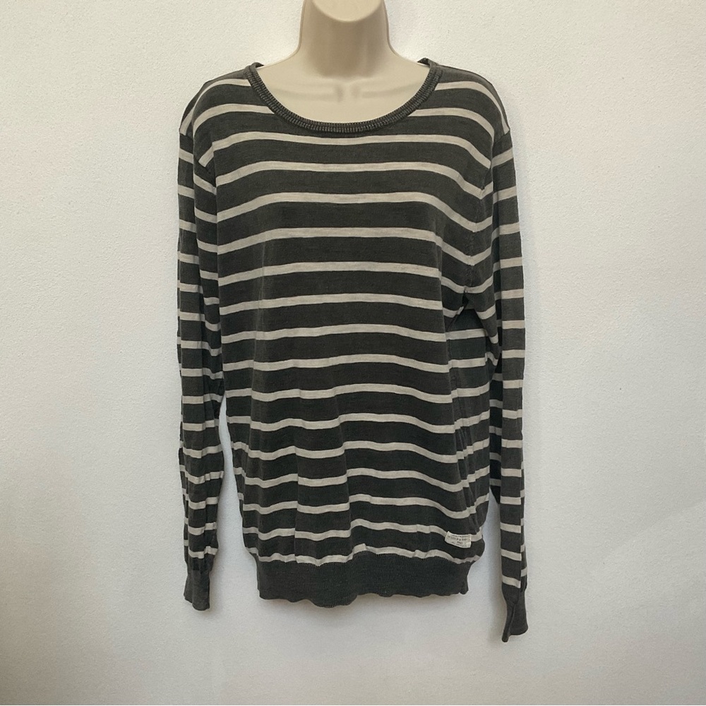 Scotch & Soda New Surf City Rebel Grey, White Striped Long Sleeve Size Large